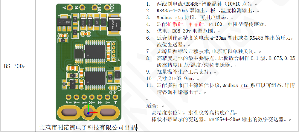 BS-700型4-20mA+RS485智能溫補板卡校準(zhǔn)說明書
