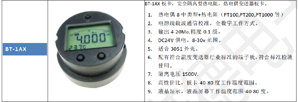 利諾德電子推出全隔離的熱電阻，熱電偶溫度變送器板卡。
